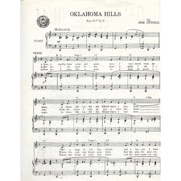 Oklahoma Hills 1945 Jack Guthrie Sheet Music Capitol Songs - Picture 3 of 3